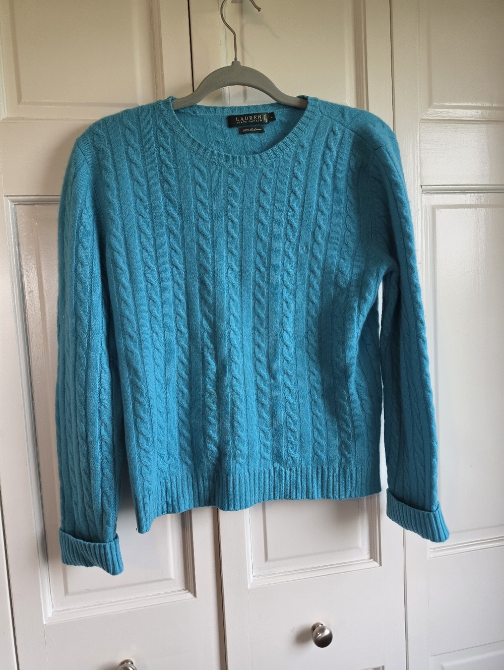LAUREN RALPH LAUREN Women's Cashmere Blue Sweater Size L